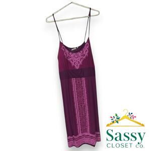 ATHLETA Purple Floral Paisley Shelf Bra Dress 2X Petite Empire Waist